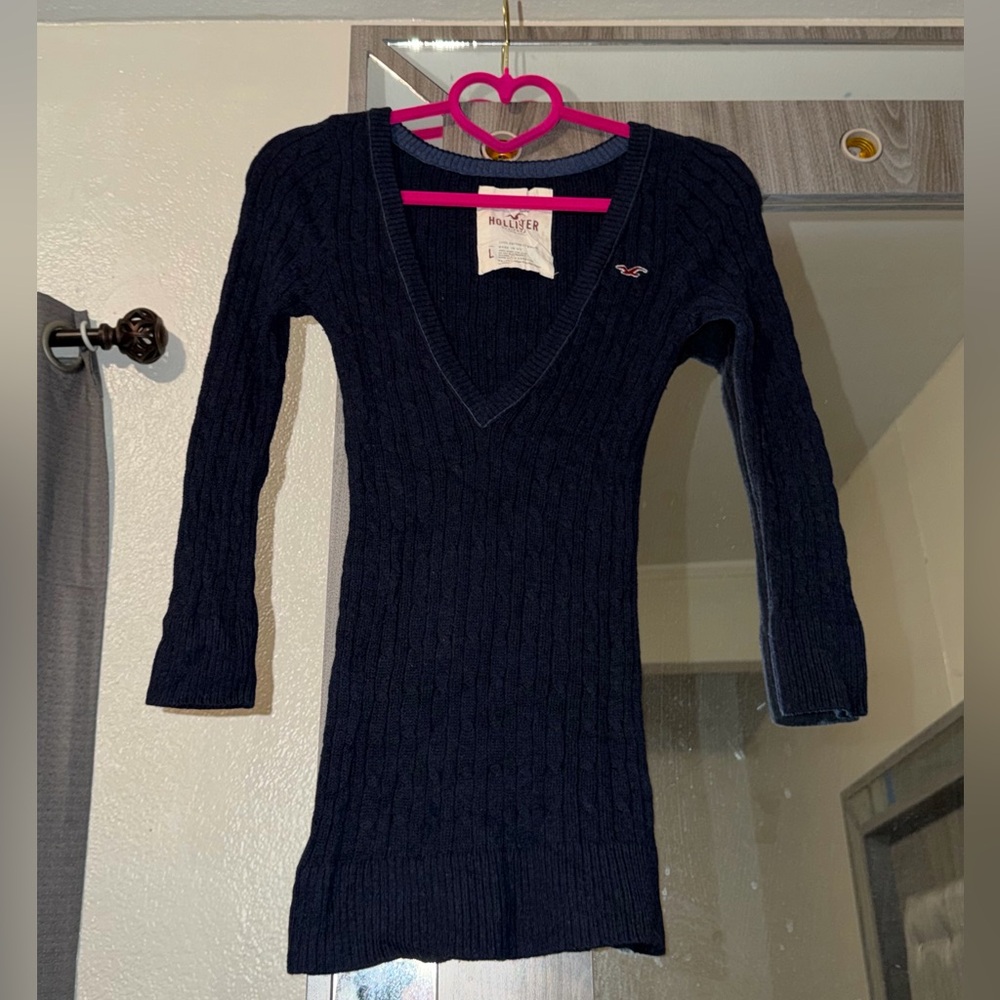 Hollister Y2K Ribbed Long Sleeve V-Neck Top Vintage 2000’s